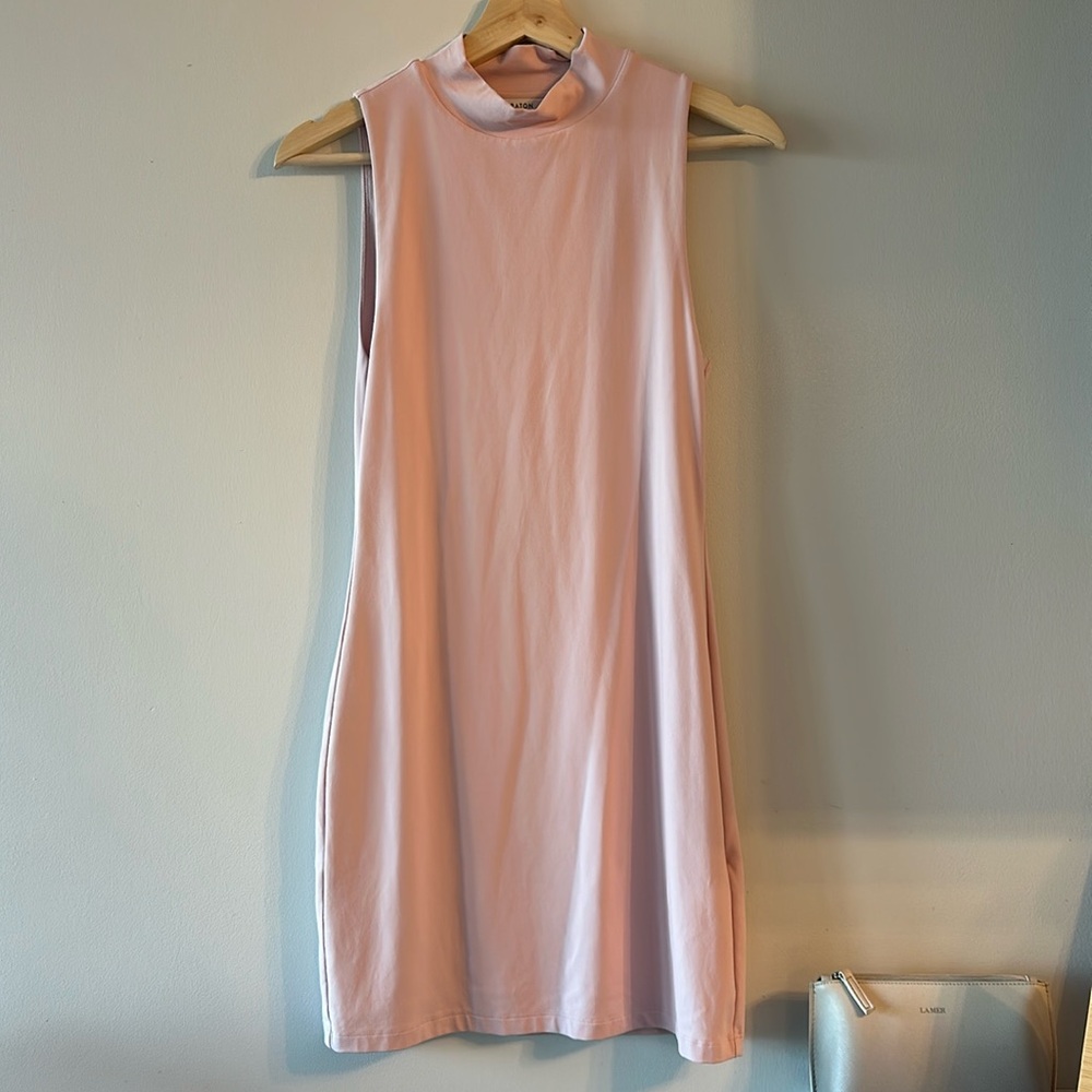 Aritzia Babaton mock neck dress in baby pink